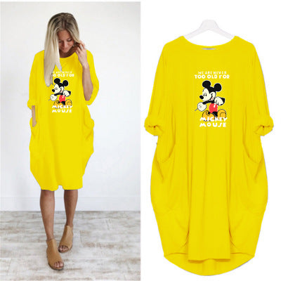 2020 new autumn and winter plus size printed dress B With Pocket